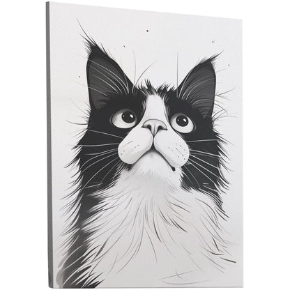 Black and White Cat Pencil Drawing - Curious Cat's Monochrome Gaze