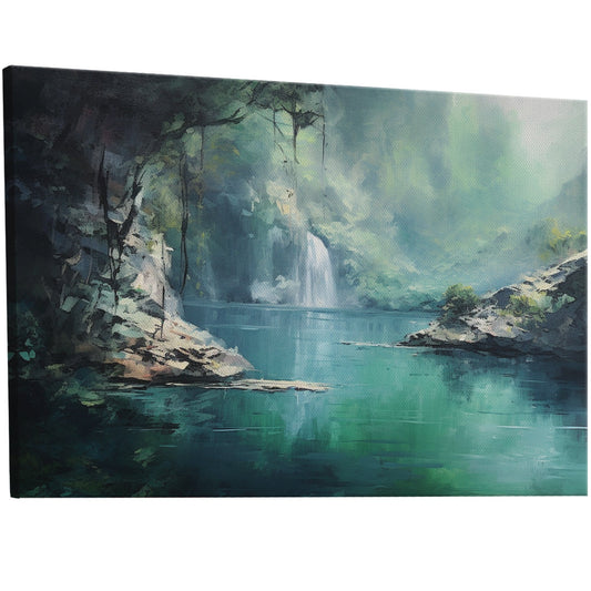 Plitvice Lakes National Park inspired wall art with cascading waterfalls