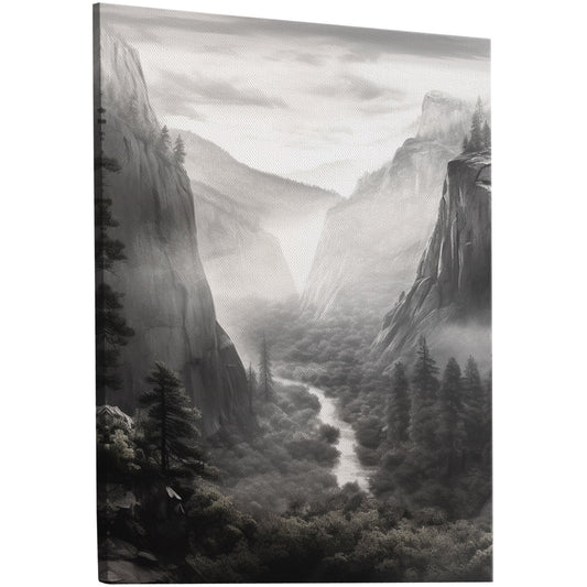 Yosemite Valley wilderness inspired wall art capturing majestic granite cliffs and waterfalls. Handmade masterpiece for elegant decor.