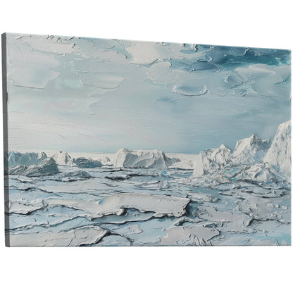 Arctic ice field landscape art with impasto technique in Neal Adams style