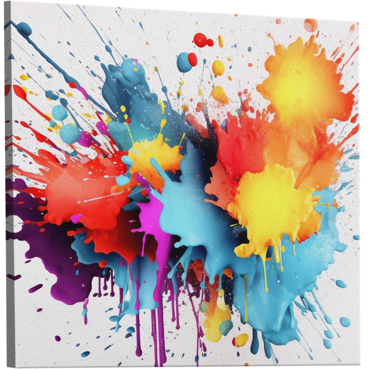 Vibrant abstract wall art inspired by paint splatters. Made with AI tech for modern sophistication