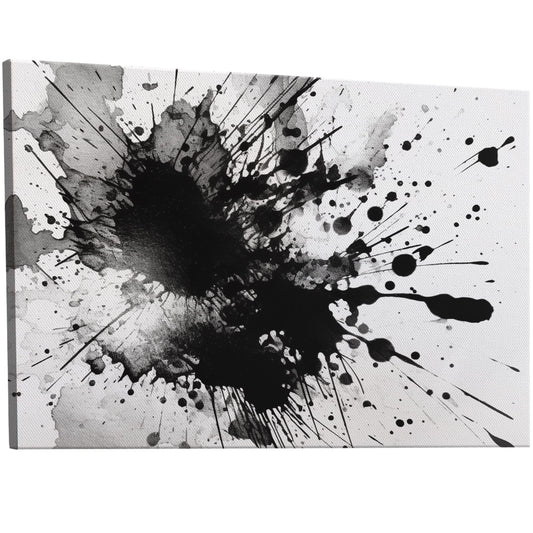 Dynamic ink splatters in black and white - Striking Statement Piece