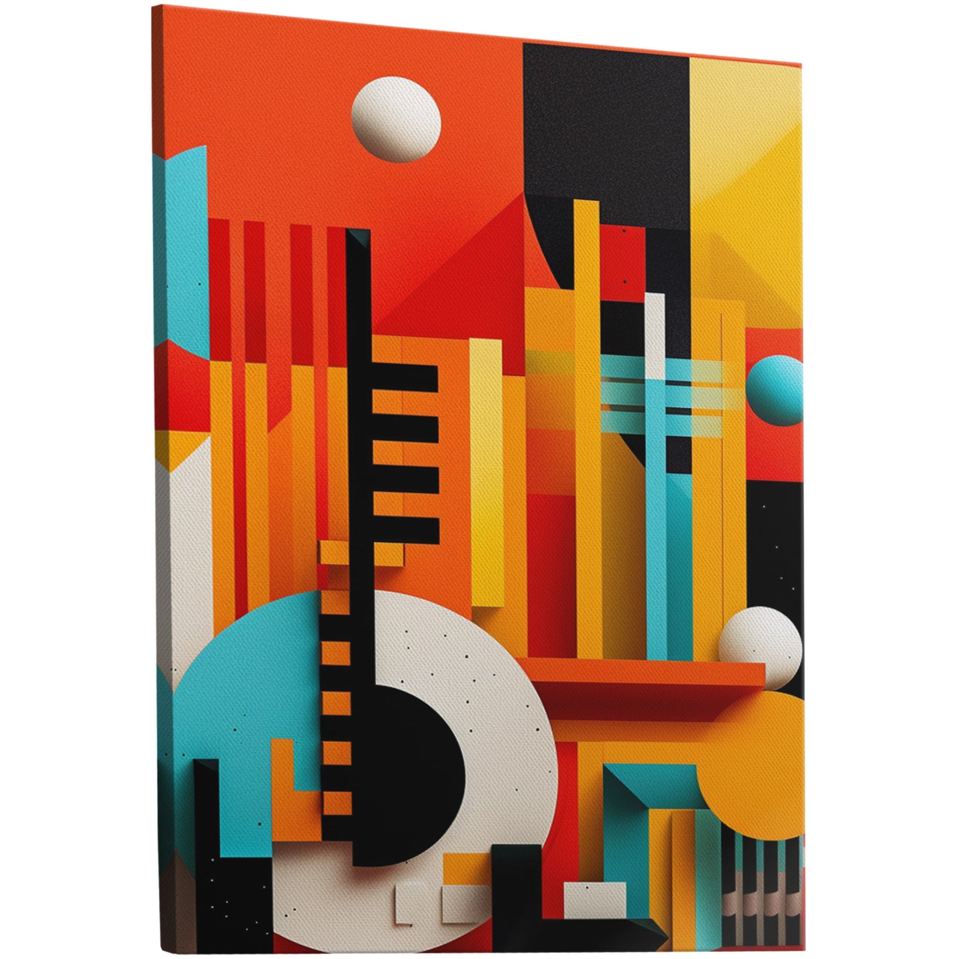 Vibrant modern wall art with typography and geometric shapes in bold colors. Available in various sizes and materials. Handmade by art lovers.