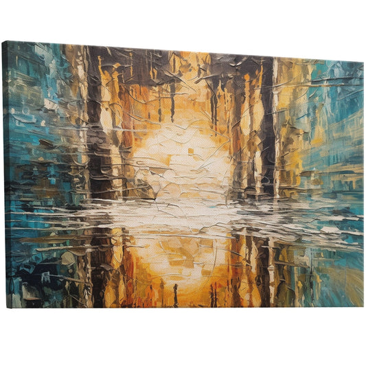 Mesmerizing abstract wall art inspired by distorted water reflection. Handmade on high-quality materials with customizable sizing and framing options for a dreamlike ambiance in any space.