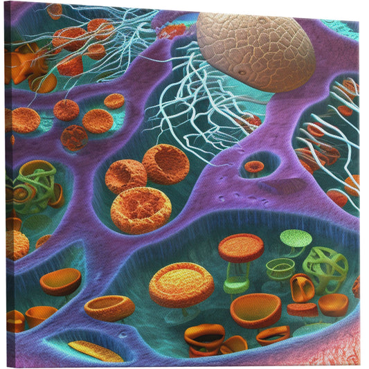 Cell structure diagram art print showcasing nucleus