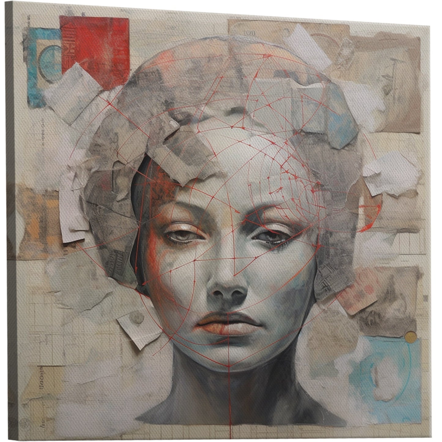 Mixed Media Portrait of Ambivalent Woman - Identity Unveiled: A Visual Journey