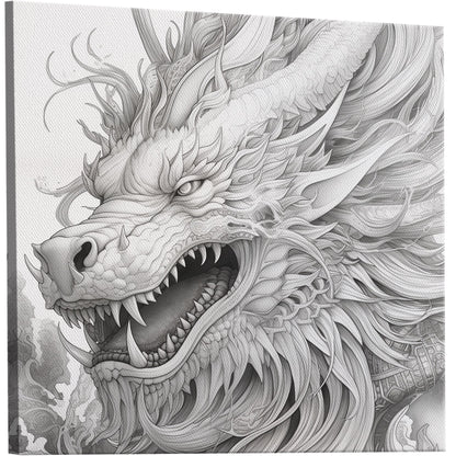 Pencil Drawing Style of Asian Dragon Head - Mythical Dragon: Intricate Allure