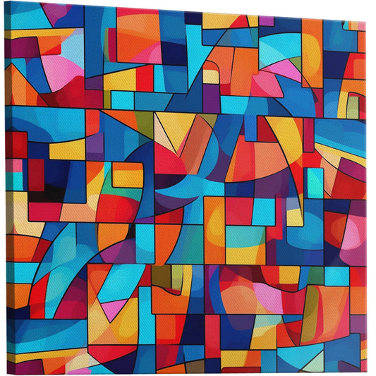 Abstract geometric wall art with vibrant colors