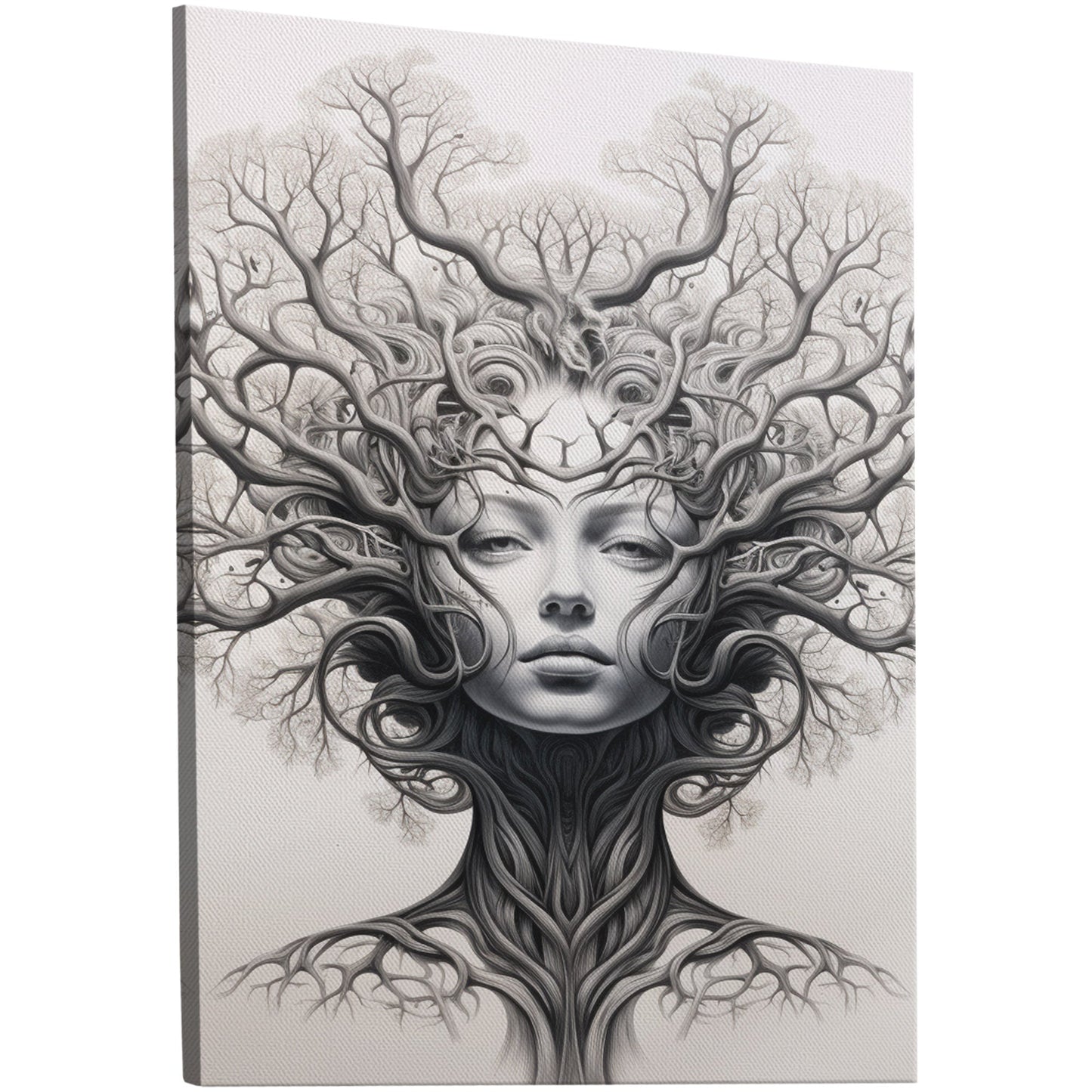 Sleek black and white tree artwork, elegance - Botanical Noir