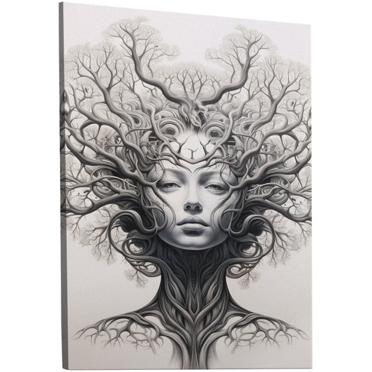 Sleek black and white tree artwork, elegance - Botanical Noir