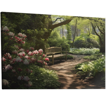 Tranquil oasis moss-covered garden path blooming azaleas serene ambience - Enchanted Garden Secluded Hideaway