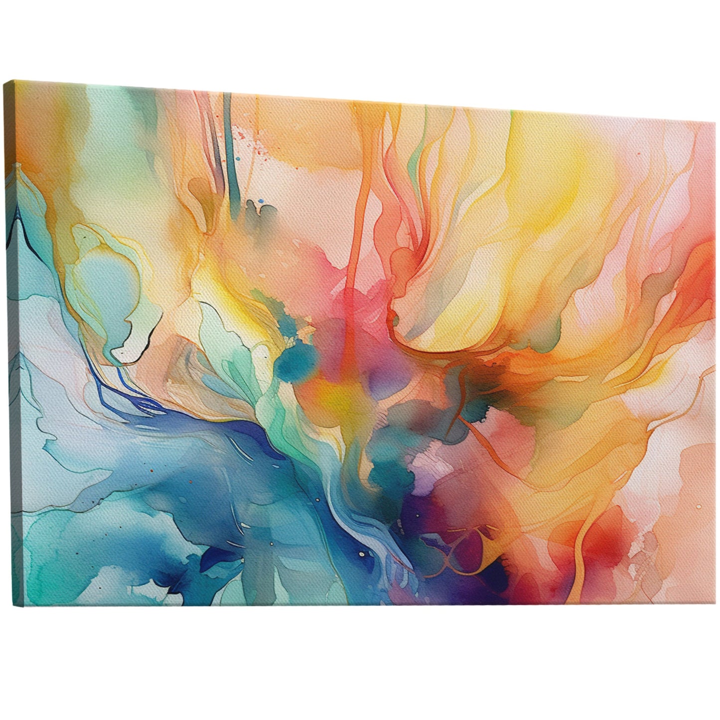 Watercolor Vibrant Multicolor Abstract - Flowing Color Symphony