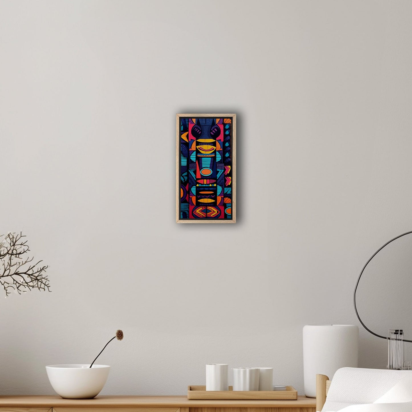 Tribal Totem Style Abstract Painting - Tribal Rhythms: Bold & Vibrant