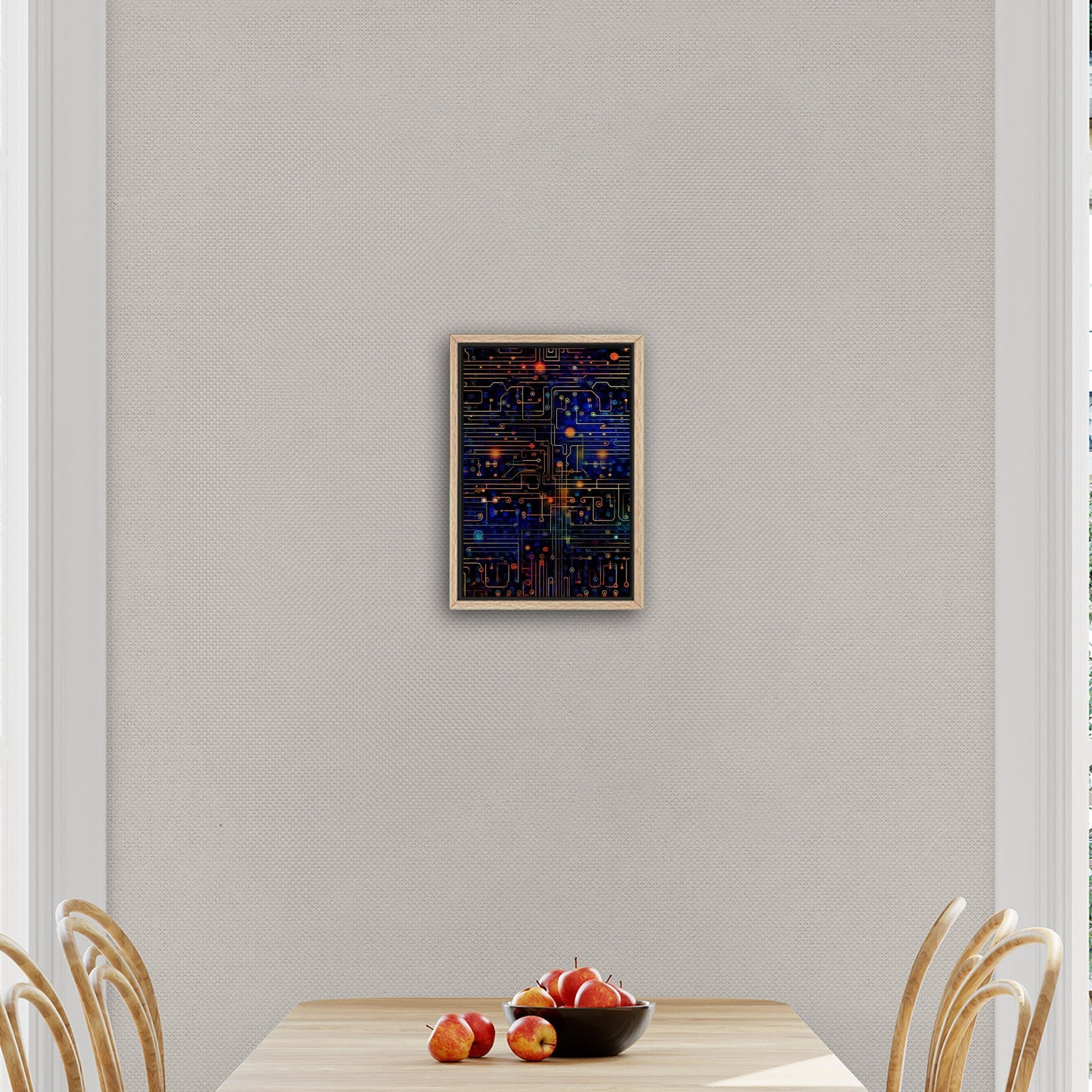 Impressionistic Circuit Board Painting - Binary Circuitry Revival