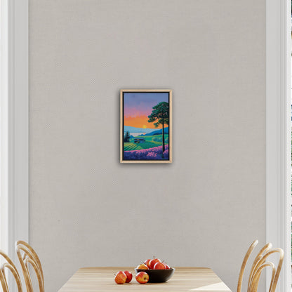 Vintage sunset house on canvas - Serenity Sunset Glow