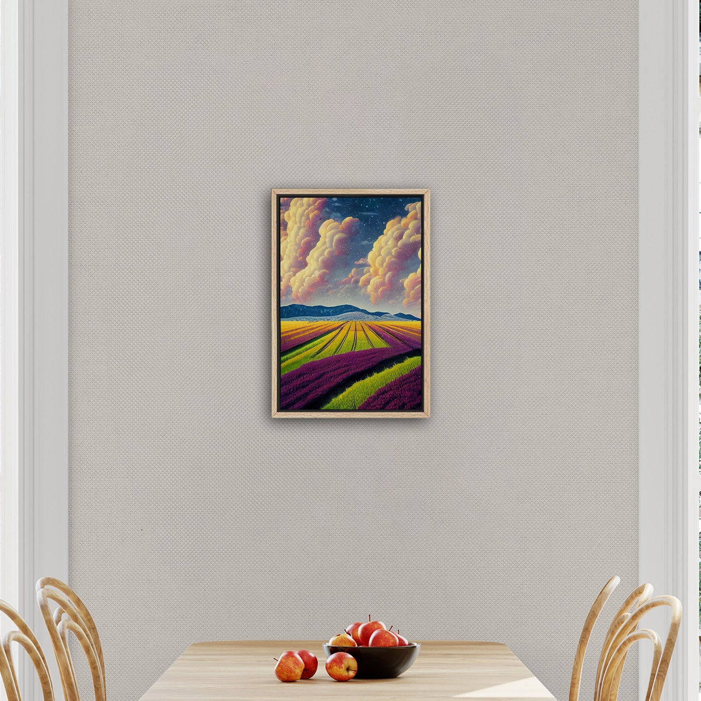 Surreal Whimsical Grape Fields Landscape Illustration - The Grape Sky