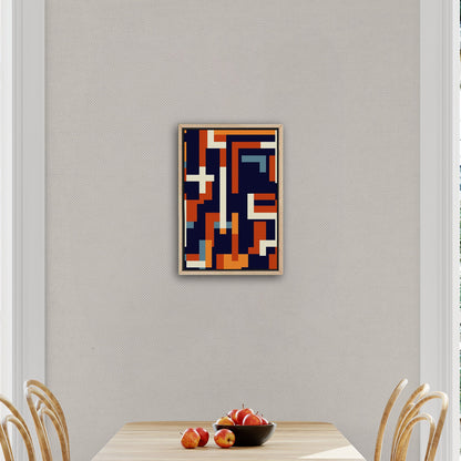 Geometric abstract wall art in blue and gold - Zenith Bliss