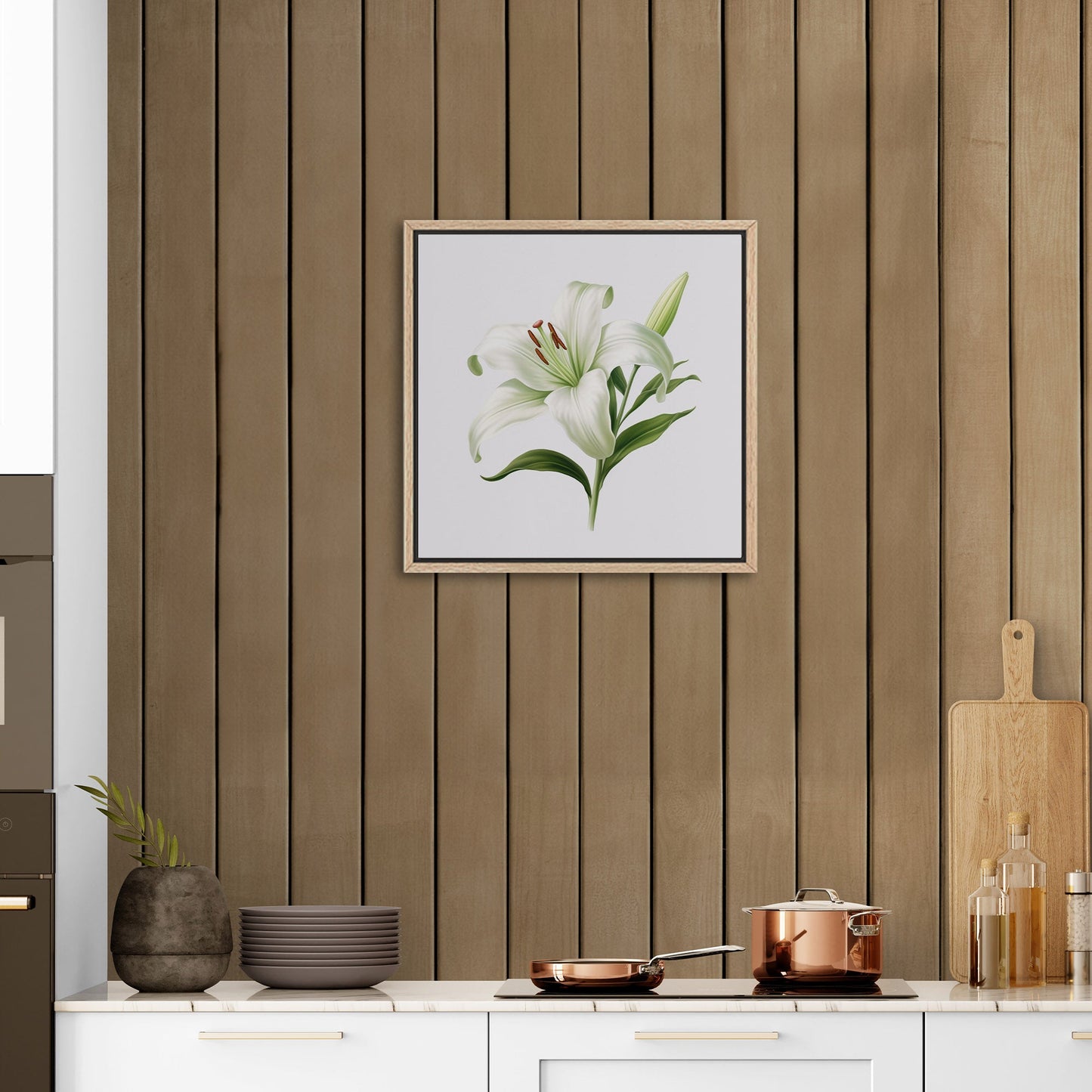 Painting of a Single Lily Highly Detailed on White Background - Lily Elegance