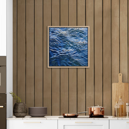 Tranquil blue water ripples in cubist masterpiece - Serene Dimensions