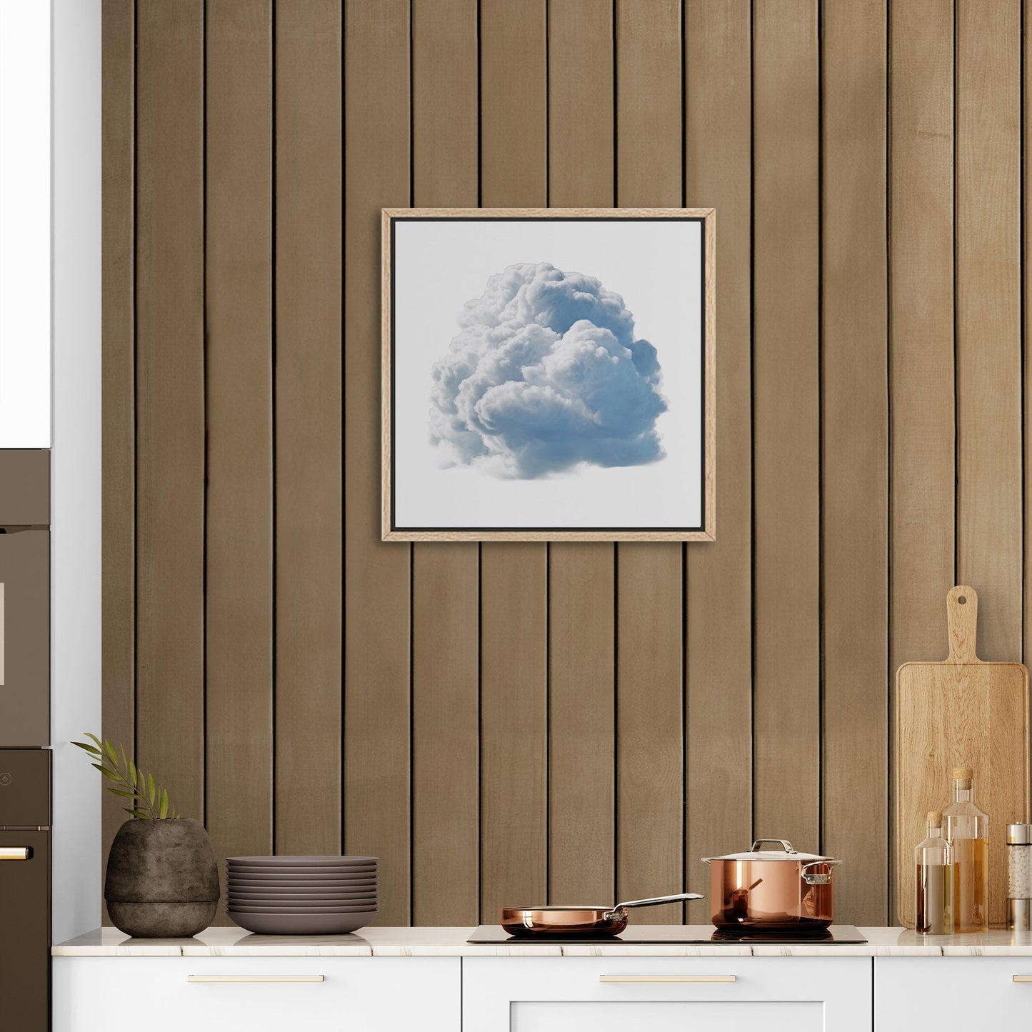 Single White Cloud on White Background Nursery Art - Heavenly White Serenity