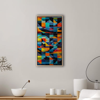 Geometric Abstracts Digital Render in Blues, Blacks and Yellows - Geometric Symphony of Color