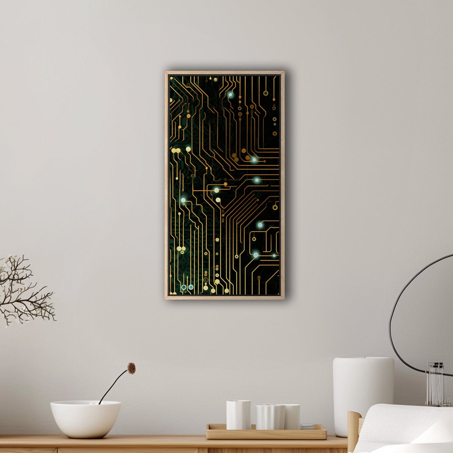 Impressionistic Circuit Board Painting - Electric Binary Fusion Circuits