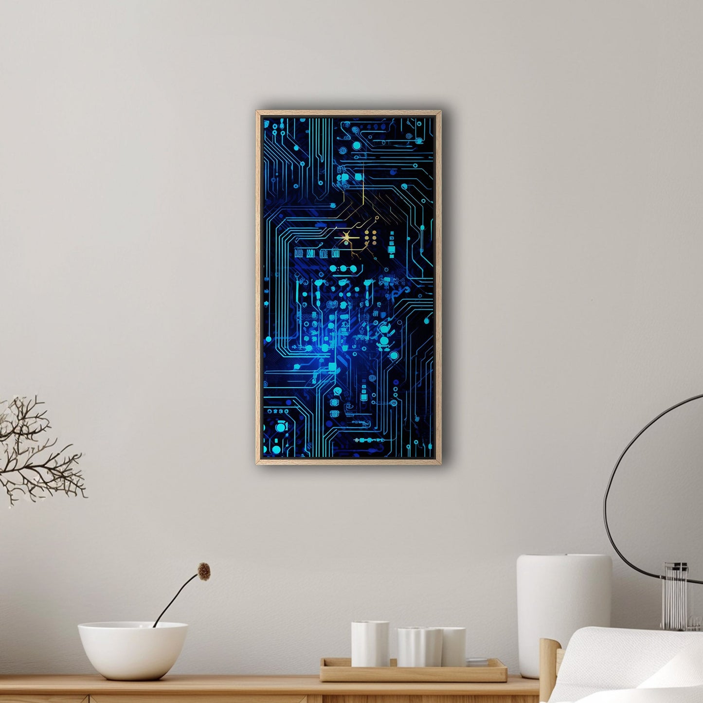 Impressionistic Circuit Board Painting - Electric Binary Dreams