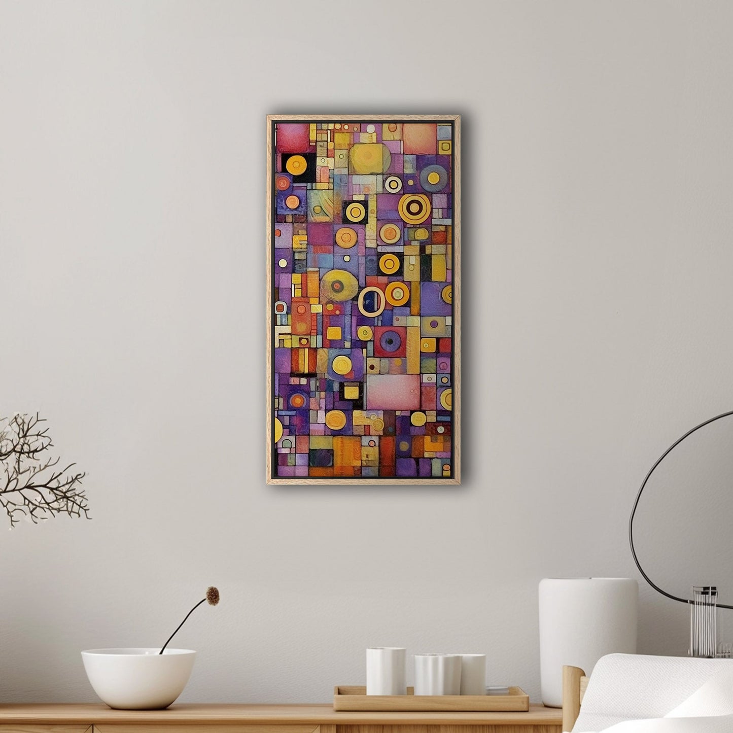 Craft Style Geometric Abstract Art Painting - Whimsical Mosaic Symphony