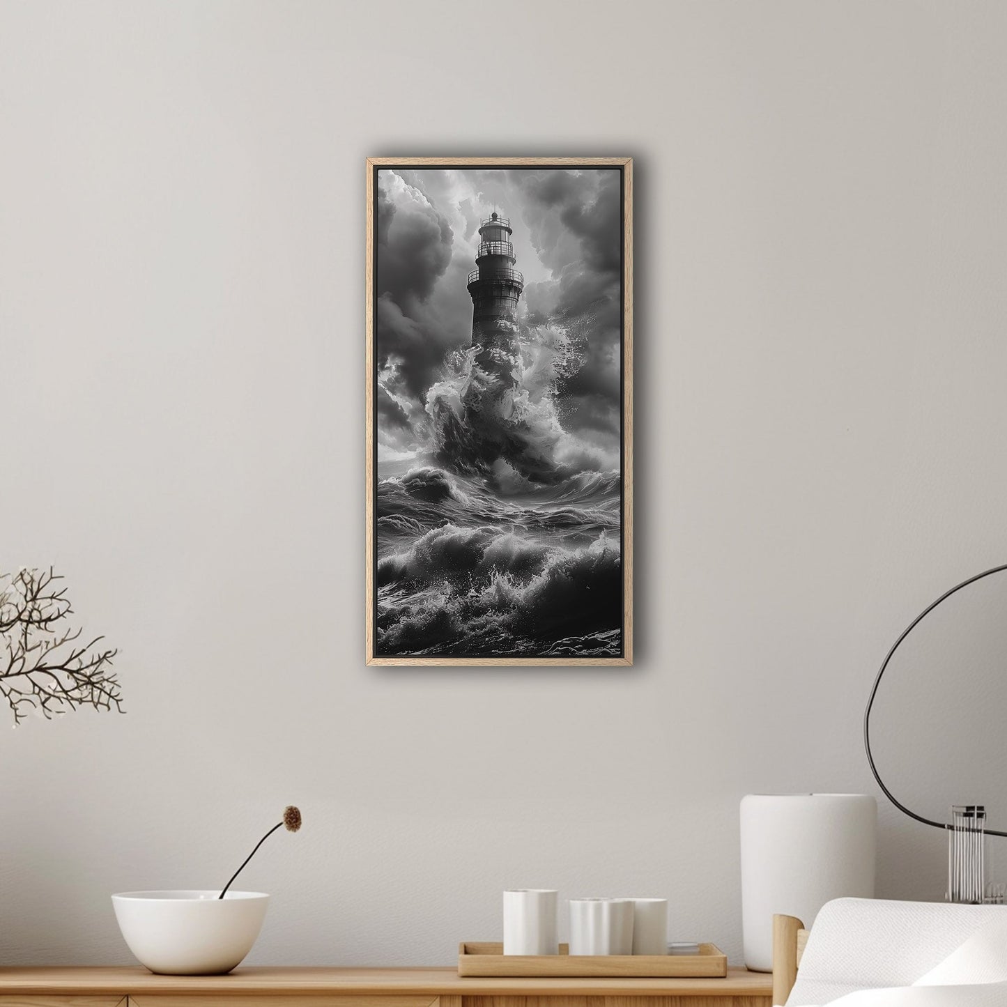 Highly detailed lighthouse wall art - Serene Coastal Dream