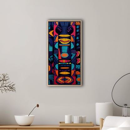 Tribal Totem Style Abstract Painting - Tribal Rhythms: Bold & Vibrant