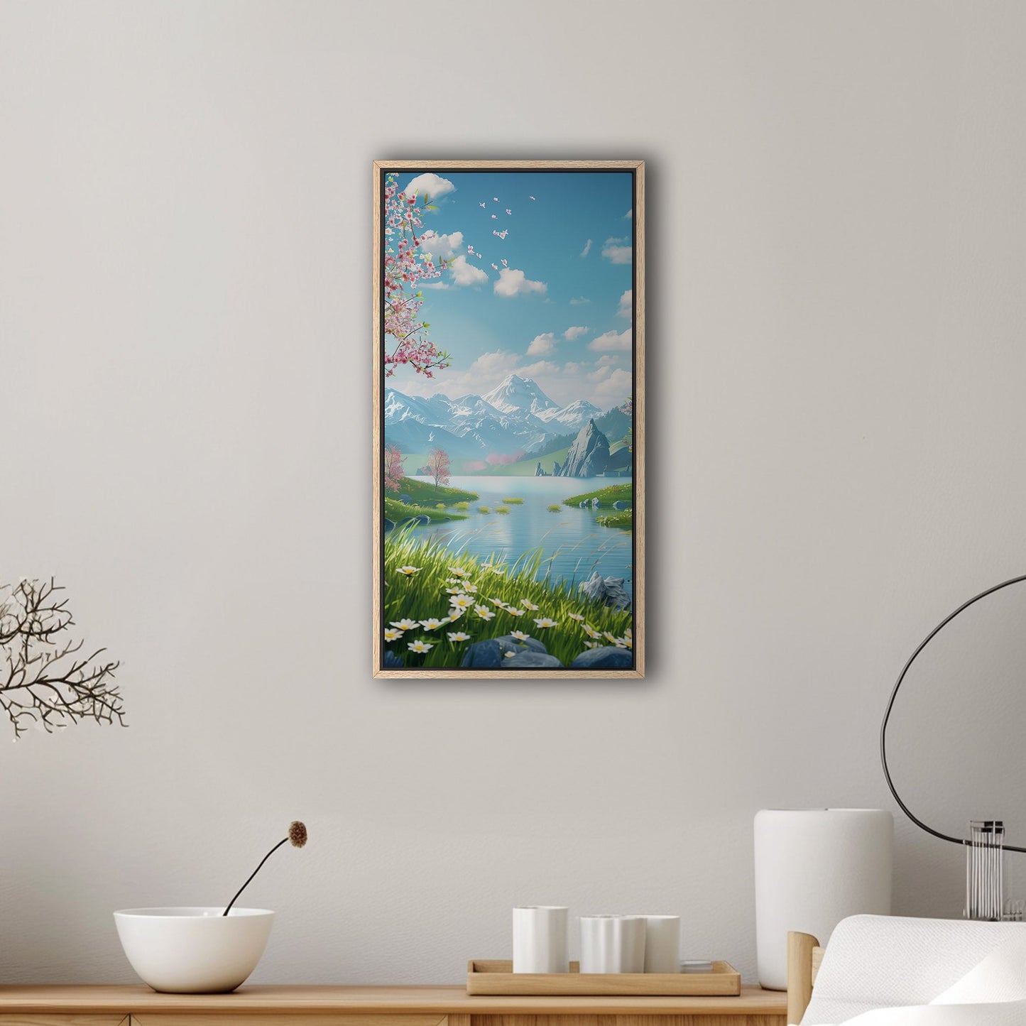 Asian-inspired 3D Illustration of Spring Scenery - Enchanting Oasis