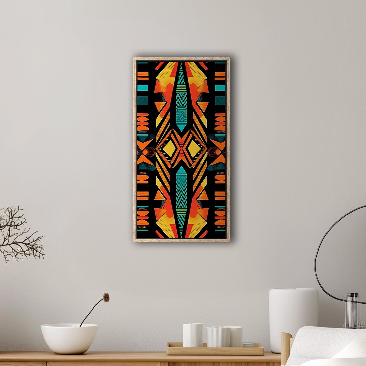 Tribal African Symmetrical Abstract Painting - Tribal Rhythms: Modern Color Explosion