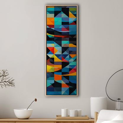 Geometric Abstracts Digital Render in Blues, Blacks and Yellows - Geometric Symphony of Color