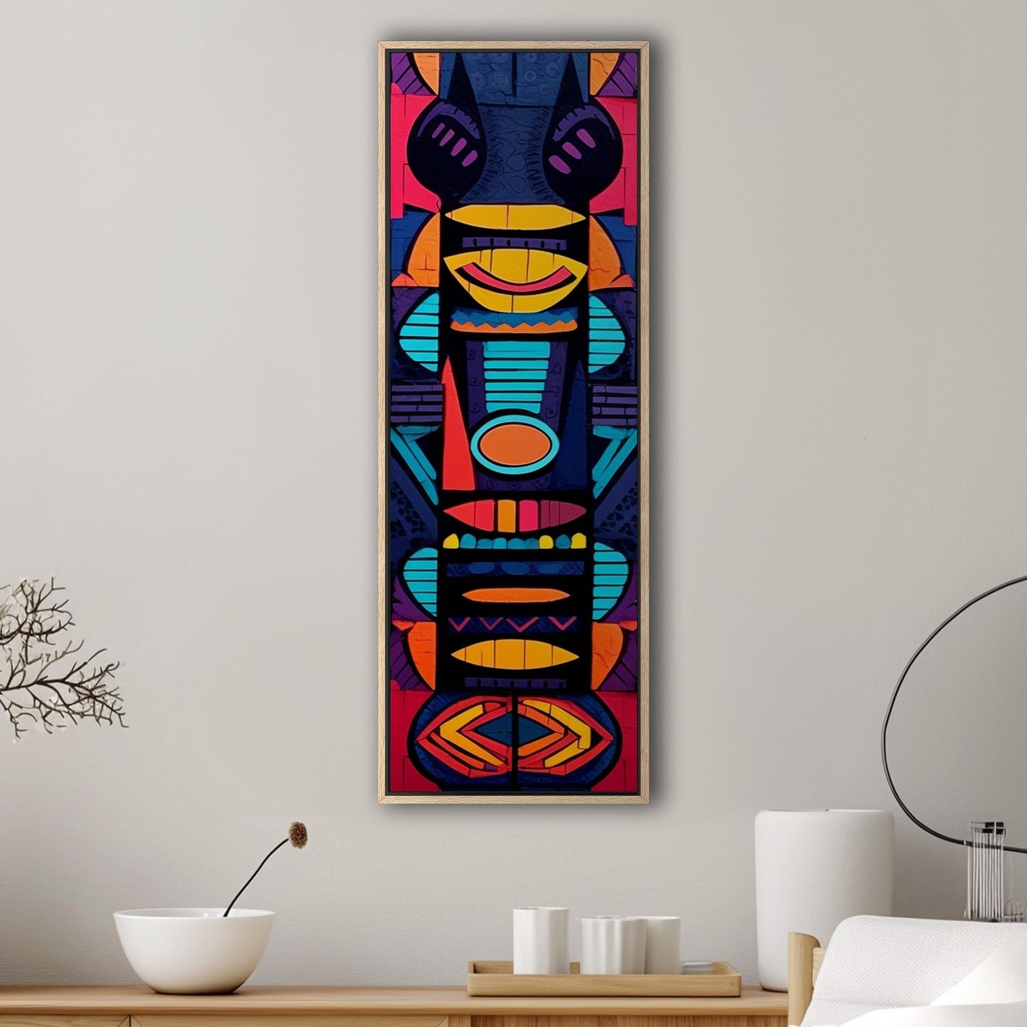 Tribal Totem Style Abstract Painting - Tribal Rhythms: Bold & Vibrant