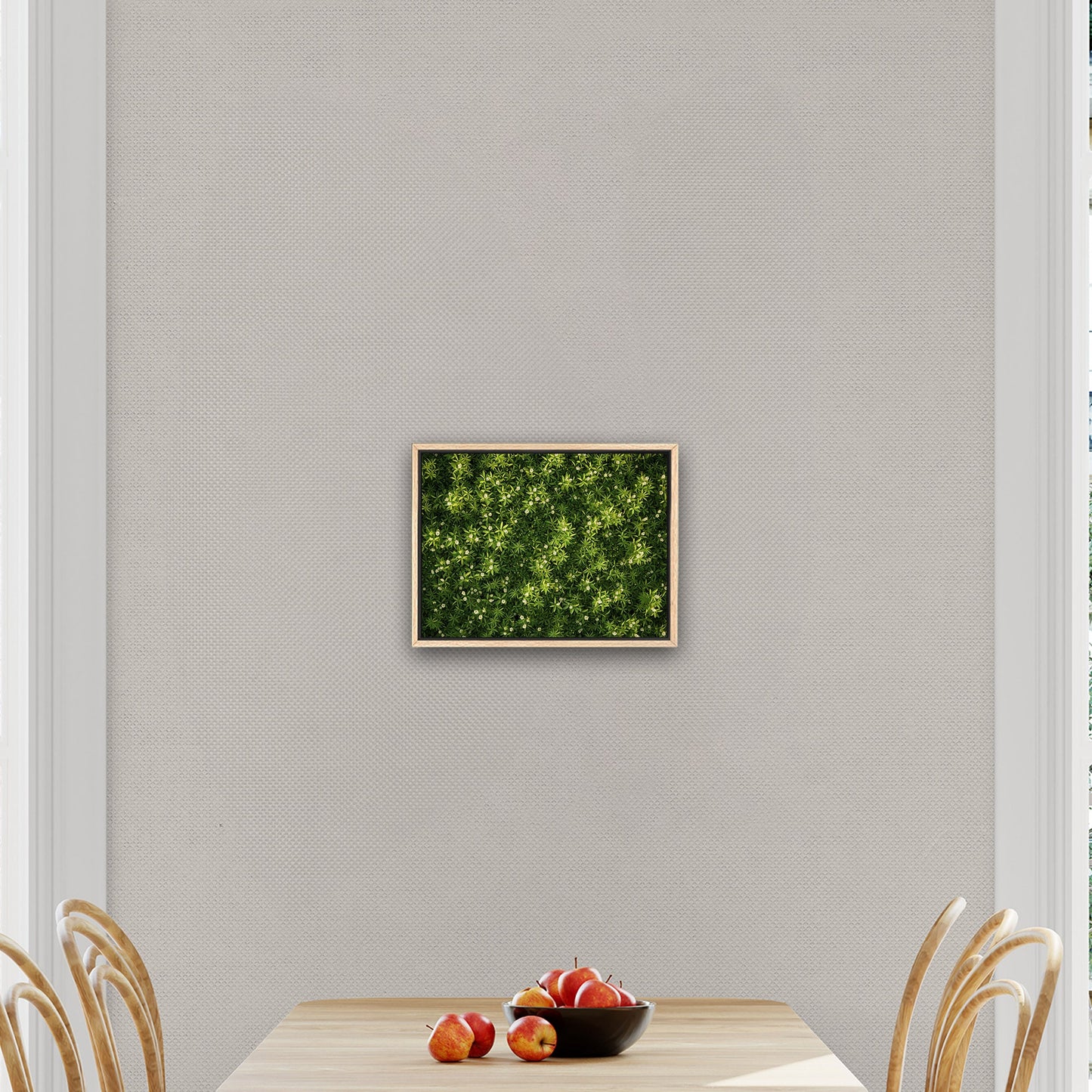 Stunning wall art with lush greens and tiny wildflowers - Enchanted Oasis