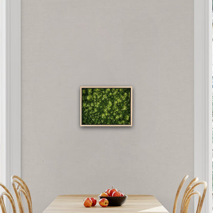 Stunning wall art with lush greens and tiny wildflowers - Enchanted Oasis