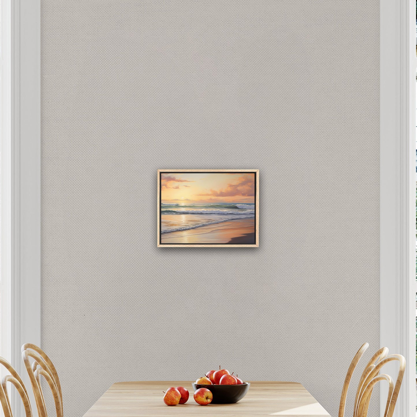 Coastal Beach Painting at Sunset - Golden Coast Sunset Serenity