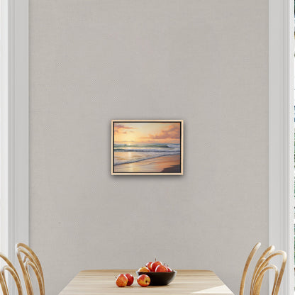 Coastal Beach Painting at Sunset - Golden Coast Sunset Serenity