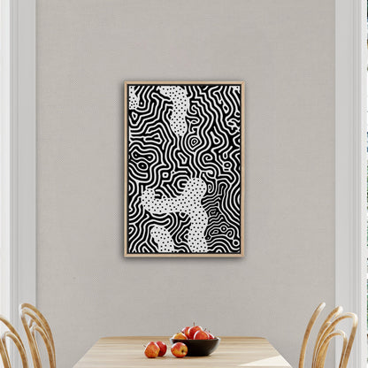 Dynamic abstract black and white brain coral texture print - Mesmerizing Monochrome Wavelengths