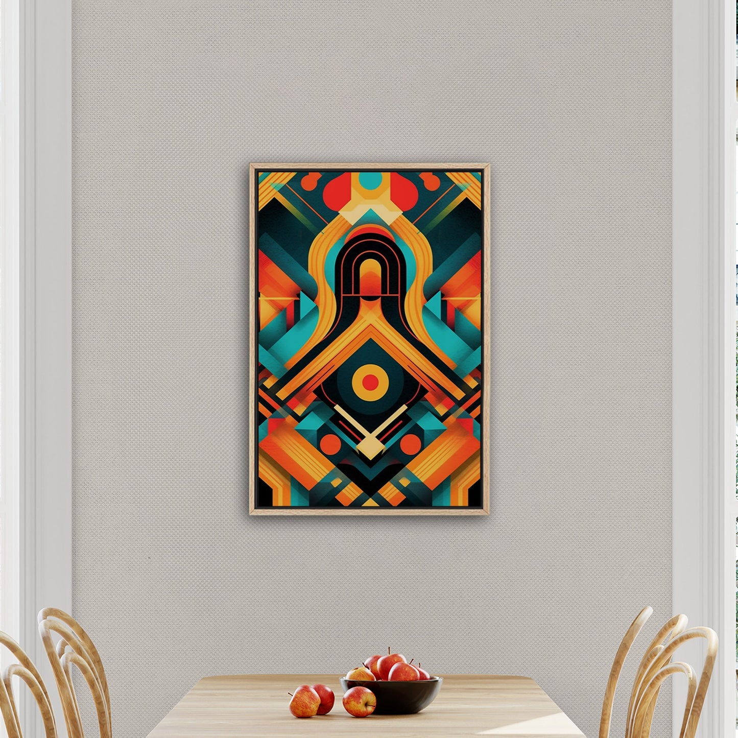 Art Deco Style Symmetrical Abstract Colorful Digital Render - Vibrant Textile Dance