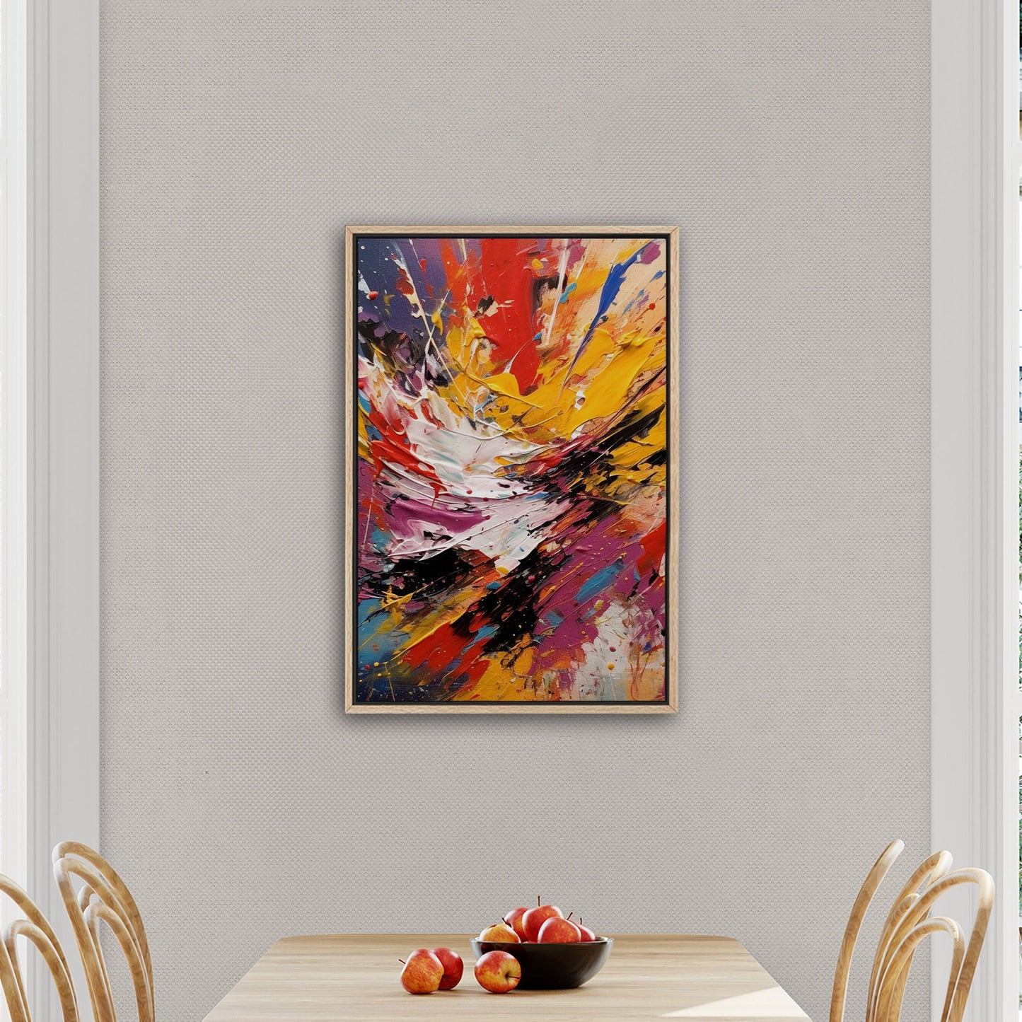 Vibrant abstract art piece with paint splatters - Eclectic Dream