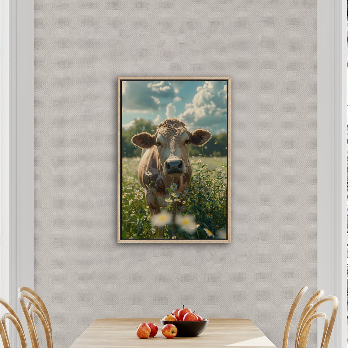 Photorealistic Cow in Pasture Portrait - Cow Serenity