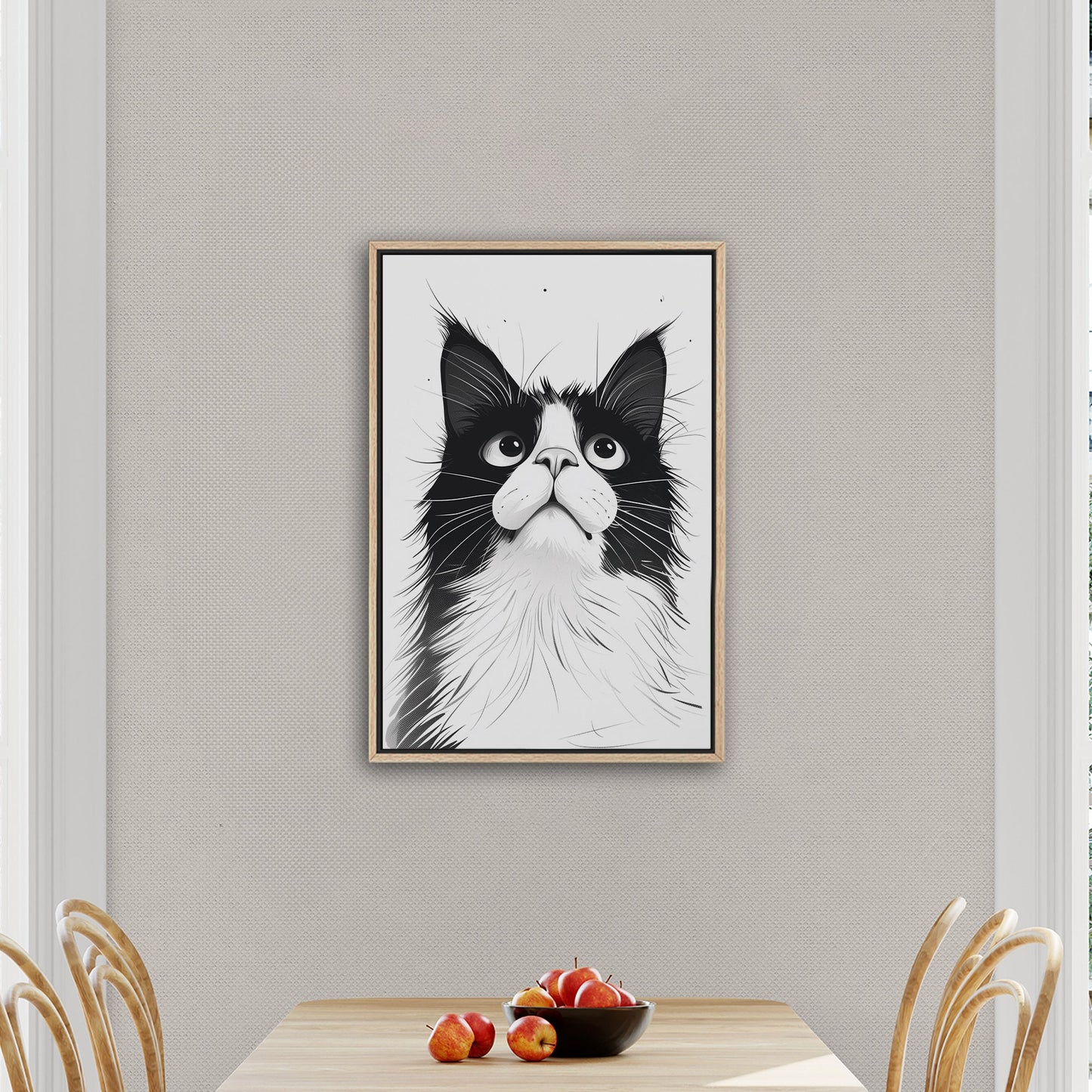 Black and White Cat Pencil Drawing - Curious Cat's Monochrome Gaze