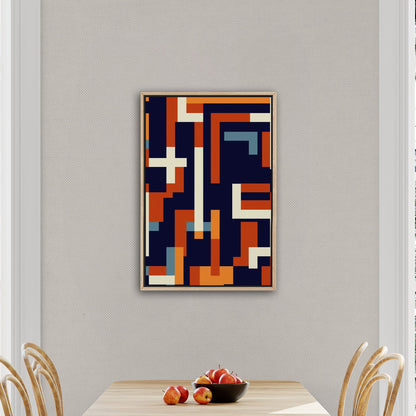 Geometric abstract wall art in blue and gold - Zenith Bliss