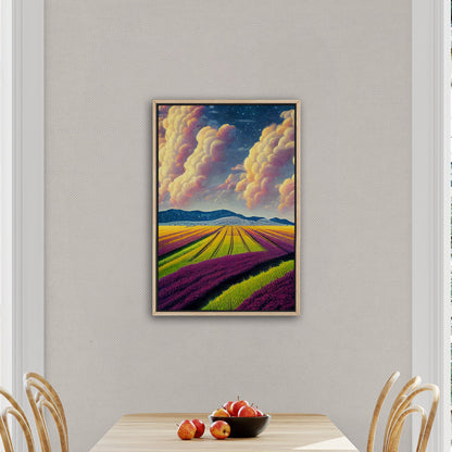 Surreal Whimsical Grape Fields Landscape Illustration - The Grape Sky