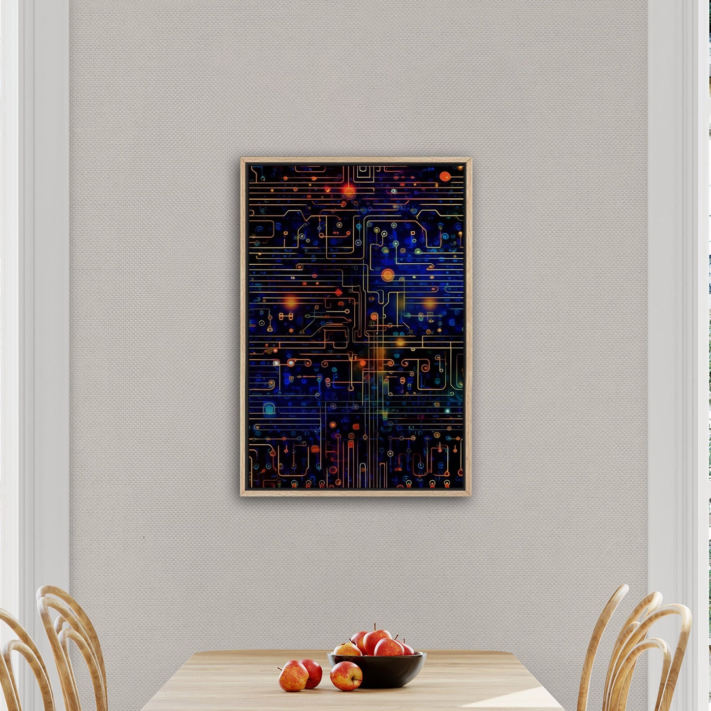 Impressionistic Circuit Board Painting - Binary Circuitry Revival