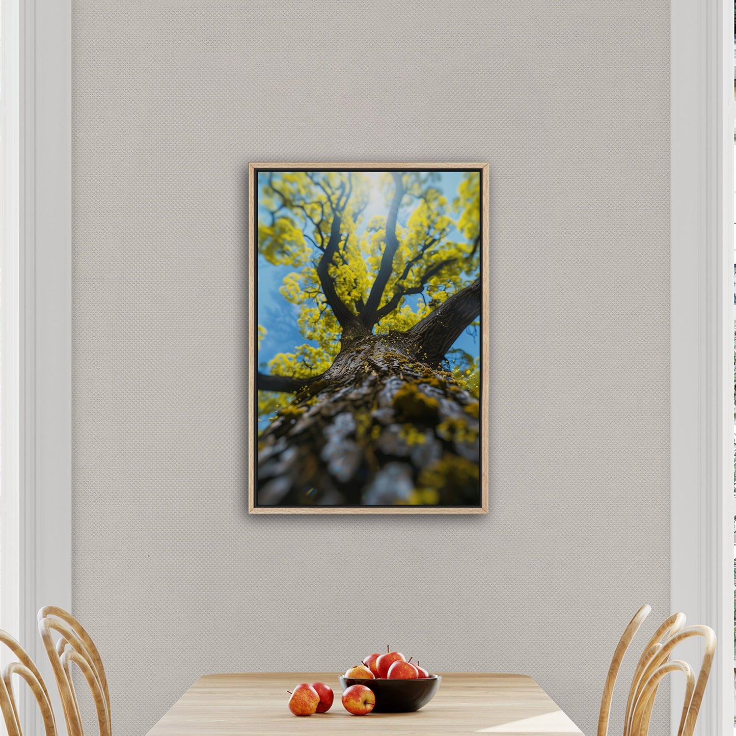 Photorealistic View of Tree Trunk, Branches and Sky - Enchanted Tree Under Sunlit Sky