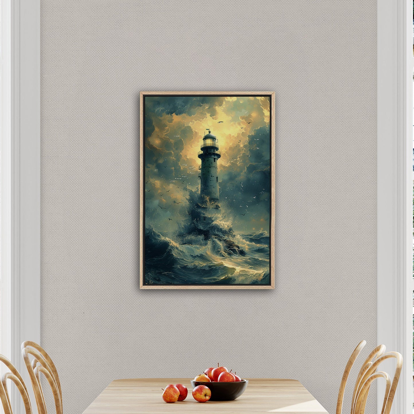 Handmade coastal lighthouse artwork - Illuminated Tranquility