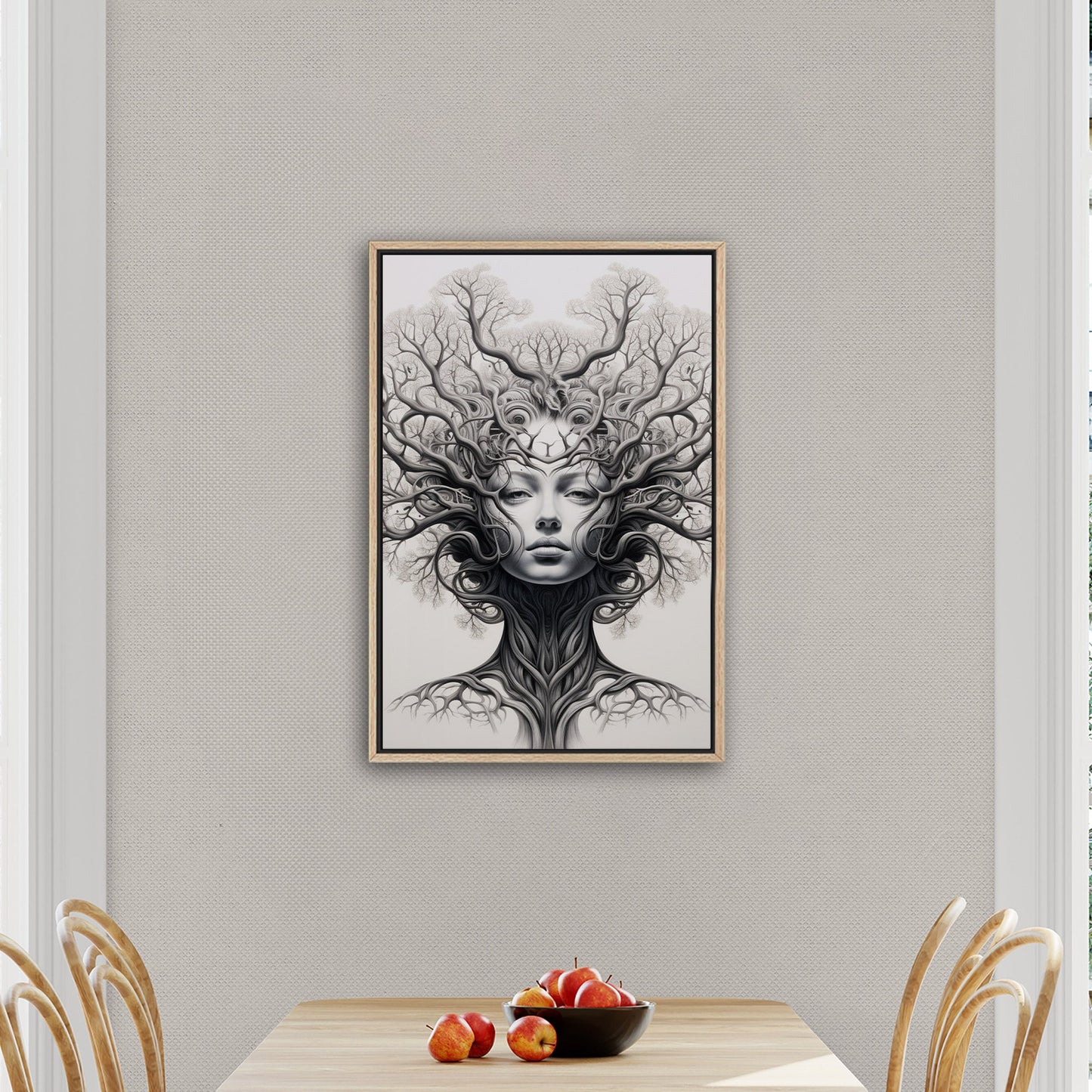 Sleek black and white tree artwork, elegance - Botanical Noir