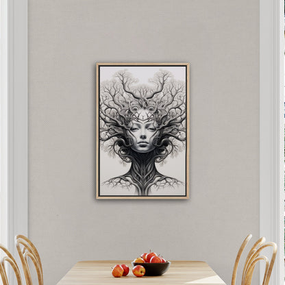 Sleek black and white tree artwork, elegance - Botanical Noir